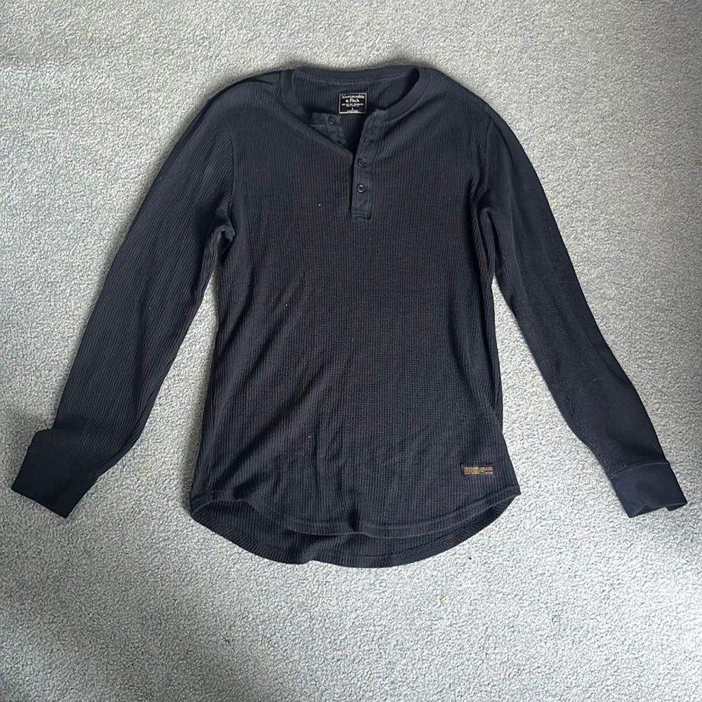 Men’s L Navy Long sleeve waffle Henley shirt Abercrombie & Fitch